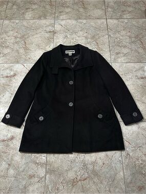 Kristen Blake Black Australian Wool Blend Peacoat — XL